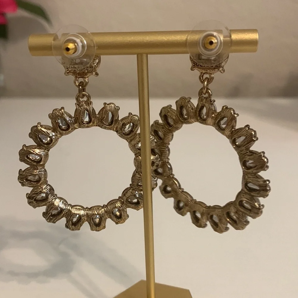 Beautiful Pastel Pink & Blue Dangle Hoop Earrings - Never Worn - Picture 4 of 4